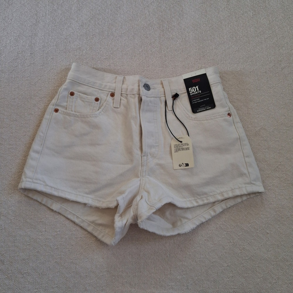 levis 501 original fit high rise womens shorts 25 vintage crisp white minimal